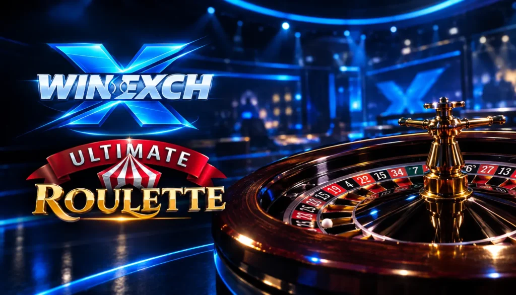 WinExch Ultimate Roulette game banner with premium roulette wheel, WinExch Club branding, WinExch Login, WinExch Signup, WinExch App, and WinExch Mobile interface.